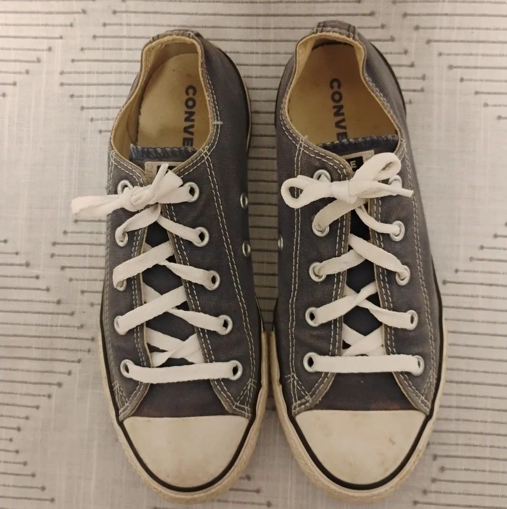 Converse Chuck Taylor Youth Blue Gray Low Top Canvas Sneakers Kids Size 3